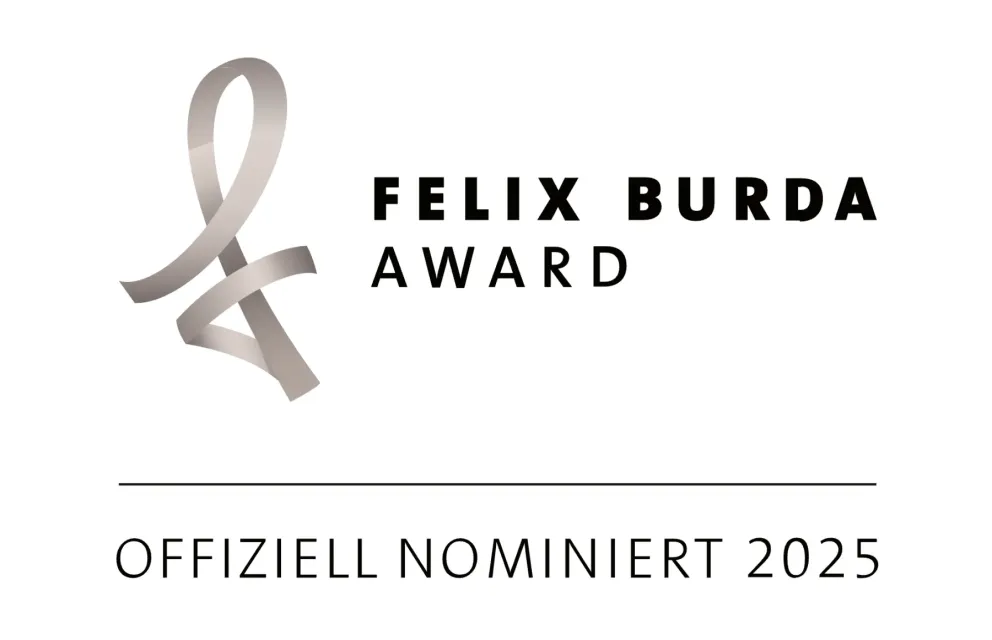 Logo Felix Burda Award. Offiziell nominiert 2025.