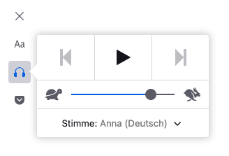 Steuerung für die Sprachausgabe in der Leseansicht