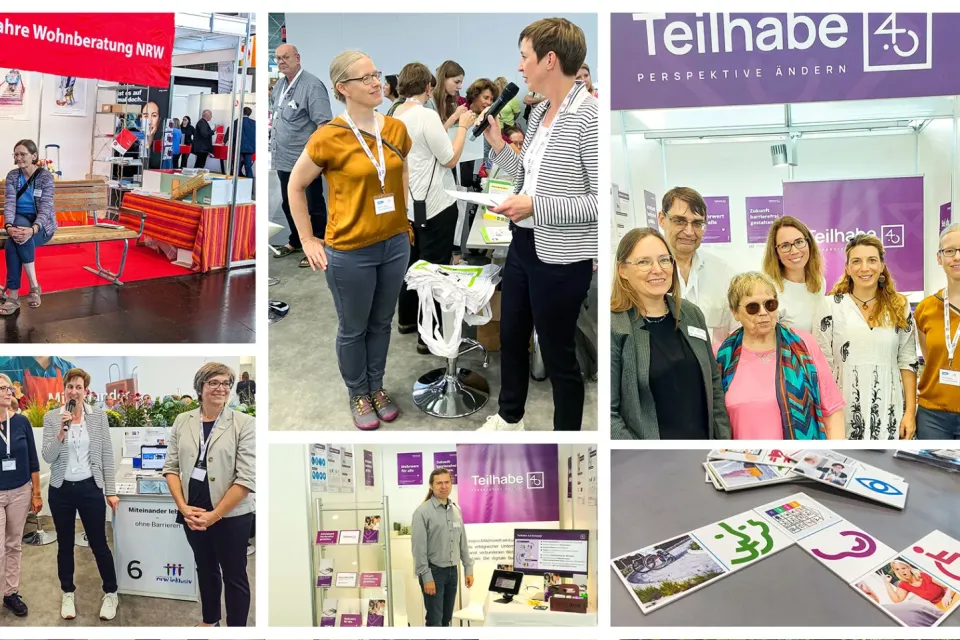 Fotocollage aus sechs Bildern zu den einzelnen Aktivitäten von KBV-Mitarbeitenden auf der Messe.