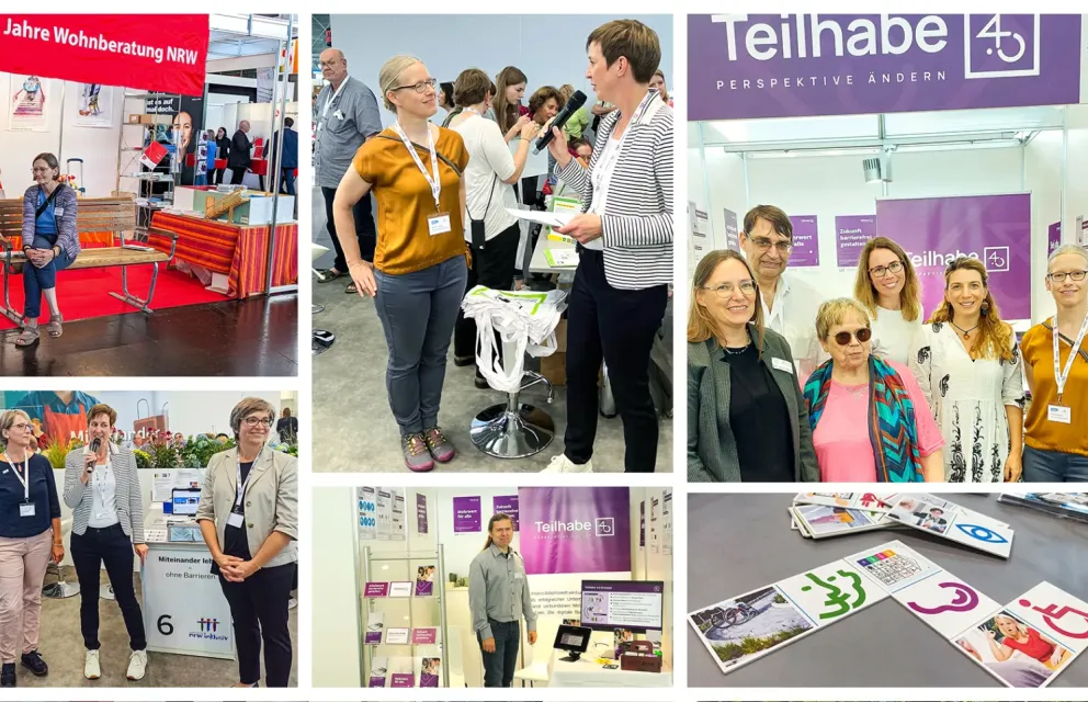 Fotocollage aus sechs Bildern zu den einzelnen Aktivitäten von KBV-Mitarbeitenden auf der Messe.